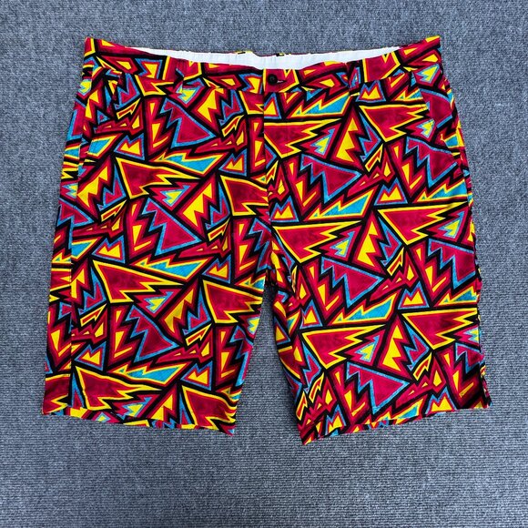 Hreski Golf Shorts Mens Size 42 Multicolor Crazy Loud All Over Print Performance - Picture 1 of 11